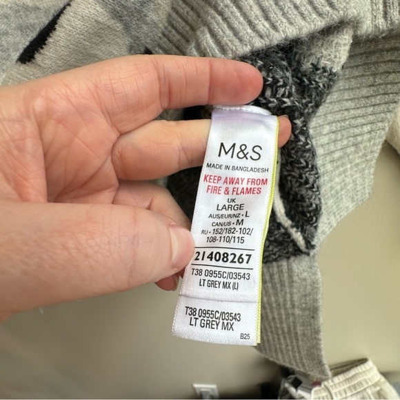 Animal Print Jacquard Funnel Neck Jumper Pullover Sweater Size Large - Picture 10 of 11